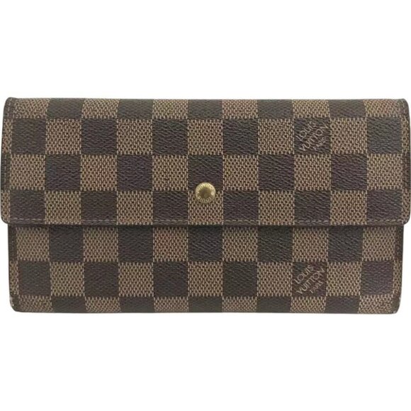 374198AX (V2) Louis Vuitton Wallet Long Porte Tresor International Brown Damier - Picture 1 of 9